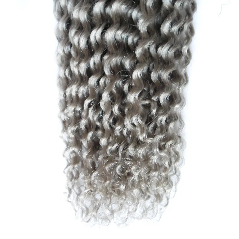 Grå hår väv Brasiliansk Kinky Curly Hari Silver Grå Human Hair Weave 100g Brasilianska Kinky Curly Virgin Grey Hair Extensions 