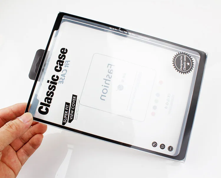 도매 사용자 정의 로고 소매 포장 상자 iPad 미니 가죽 케이스 8 인치 태블릿 커버 패키지에 대 한 간단한 디자인 PVC 상자