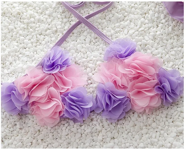 2017 nieuwe baby meisjes kant bloem bikini badpak schattig meisje kant tule bloemen badmode kinderen drie stukken zwemmen kleding met hoeden badpakken