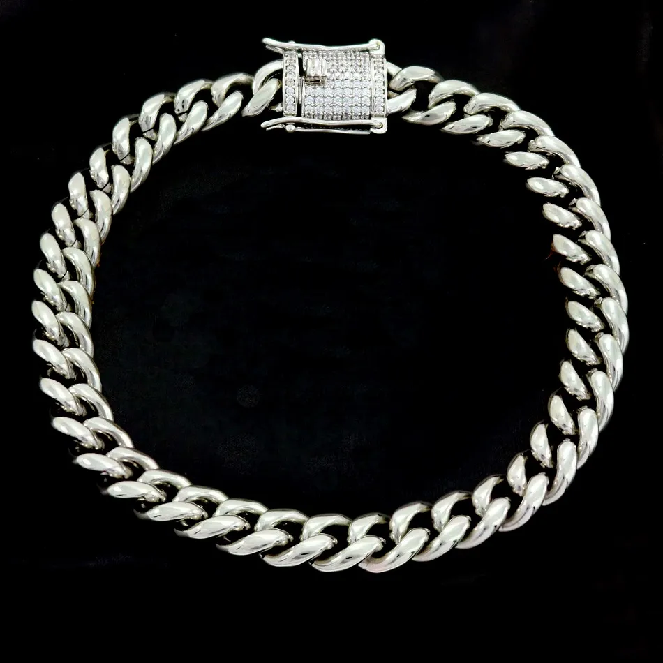 10mm Mens cubano Miami Link Bracelet Chain Conjunto de shinestone CZ CZOP Aço inoxidável Gold Hip Hop Chain Jewelry Set41173338