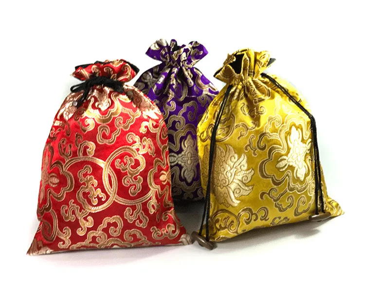 Luxury Jacquard Large Silk Brocade Pouch Cloth Drawstring Gift Bags ...