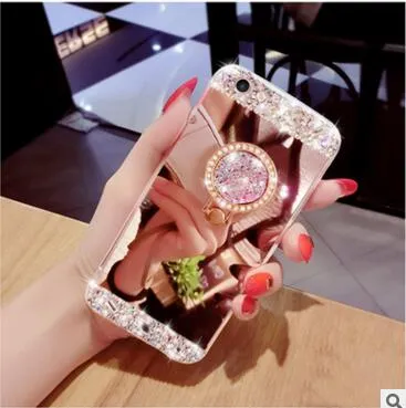 Luxury Bling Diamond Crystal TPU Case With Stand Holder Kickstand Mirror Back Cover For iPhone 12 mini 11 pro X XS MAX XR 8 7 6 Plus