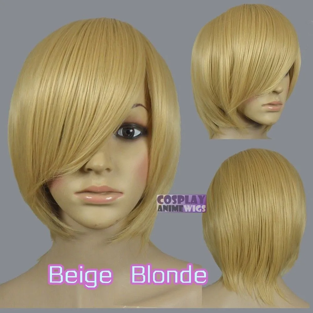 Beige Blonde Heat Styleable Long Hot Bang Layer Cosplay Wig 40cm 65