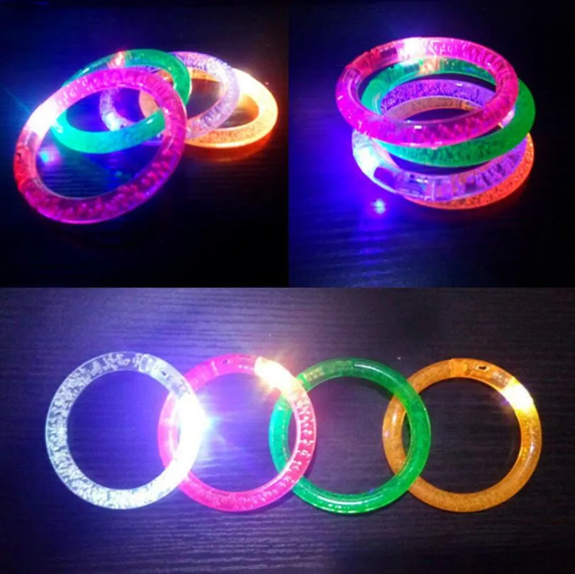 マルチカラー LED 点滅ブレスレット ライトアップ アクリル バングル パーティー バー クリスマス ホット ダンス ギフト LED バングル