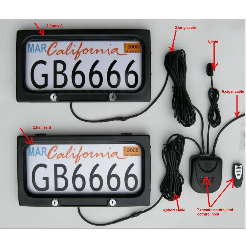 Cadres d'immatriculation en plastique noir pour voiture, cadre de plaque d'immatriculation avant et arrière, couverture de confidentialité pour voiture à distance furtive, véhicule 2 pièces, set263c