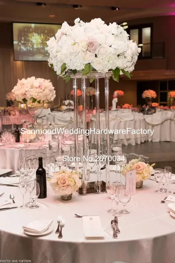 Inga blommor inklusive Ny akrylkristallblomma stativ / akrylblomma vasen mittstycken för dekoration bröllop