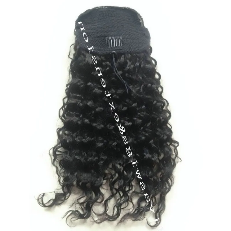 Court Kinky Curly Wrap Around afro Kinky Ponytails Sports Ponytail Accessoires de cheveux Extensions pour femmes noires 120g Cordon