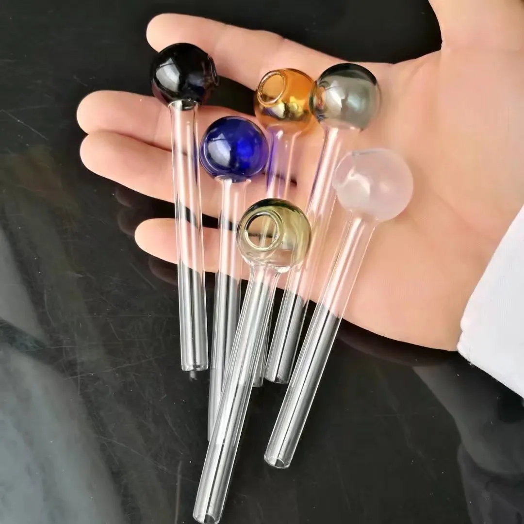 Rak kruka glas bongs tillbehör lång 10 cm, glasrökrör färgglada mini multi-färg handrör bästa sked glas