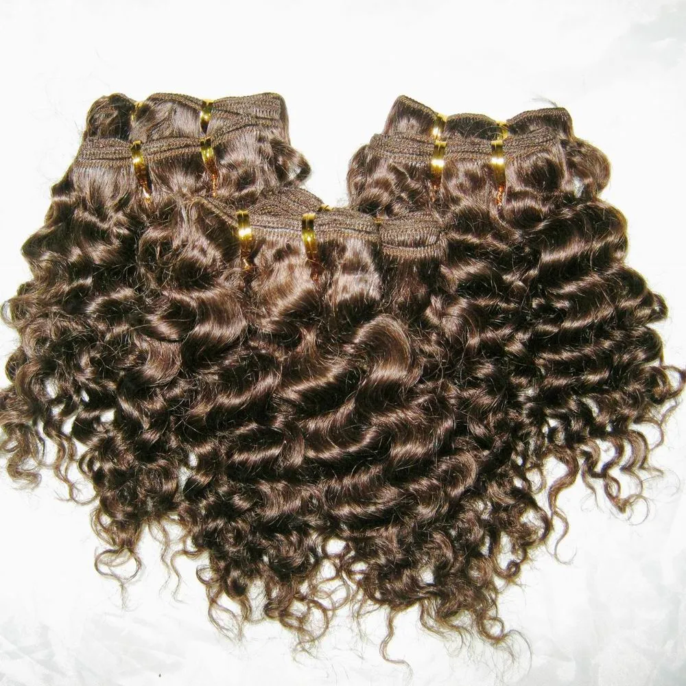 / mycket billigaste mänskliga hår lockiga peruanska snäva lockar naturlig brun obearbetad varm säljare
