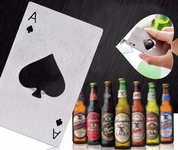 뜨거운 판매 세련 된 포커 재생 카드 에이스 스페이드 바 도구 소 다 맥주 병 뚜껑 따개 선물