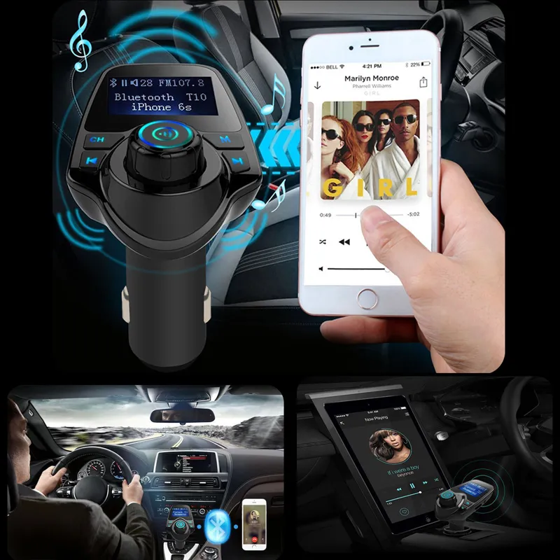 Newest T11 Wireless Bluetooth FM Transmitter Hands Free Car Kit Radio