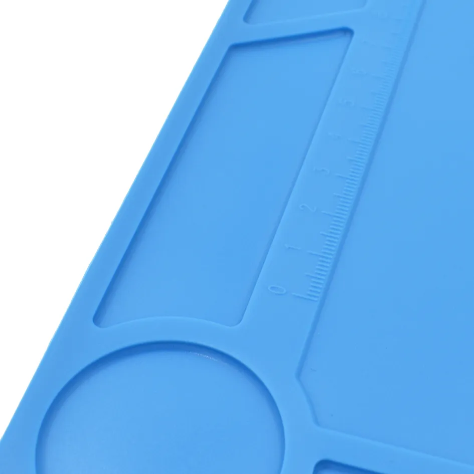 340mm x 230mm Esteira De Trabalho Azul Resistente Ao Calor Tapete De Reparo De Silicone para Manutenção Plataforma BGA Estação De Solda com Escala Régua 30 pçs / lote