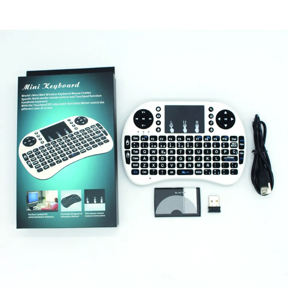 Med Battery I8 mini trådlöst tangentbord RF 2.4G Mus TouchPad Handheld-tangentbord för multimedia-spel PC Android TV Windows X-box-spelare
