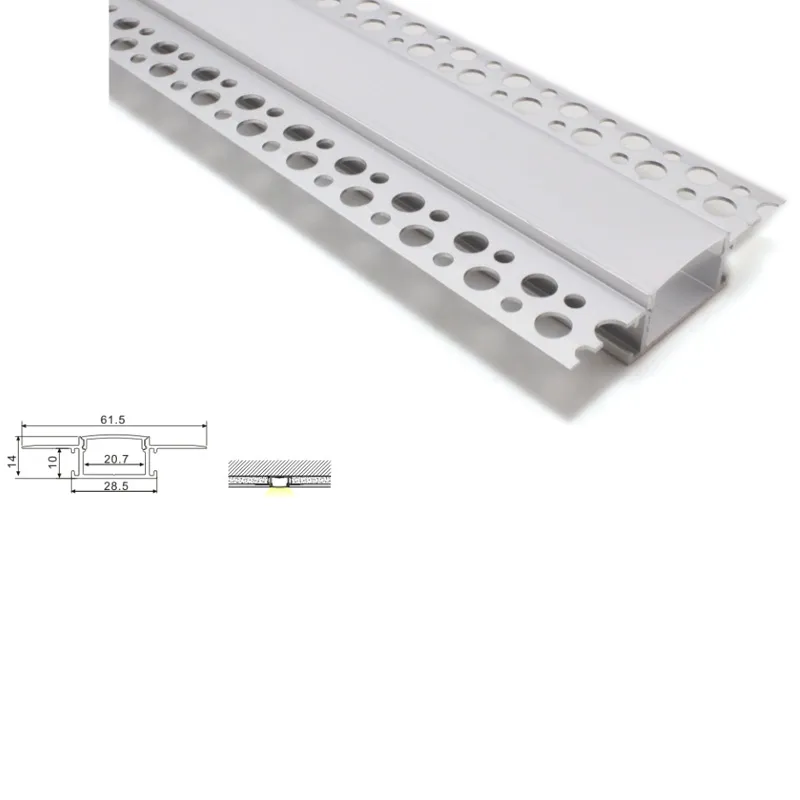 10 x 1m Sets / partij Nieuwe aankomst aluminium LED-kanaal en t-stijl breed breedte Alu profiel voor inbouwmuur of plafondlampen