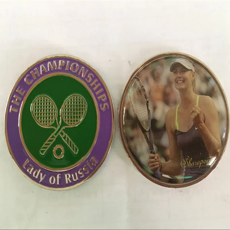 5 st Den berömda Rysslands tenniskvinna spelare Sharapova Sport silverpläterad färgad souvenir 40 mm mynt