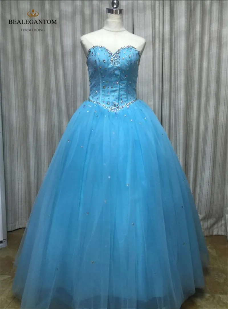 2017 New Real Photo Sweetheart Ball Gown Quinceanera Abiti con perline Ball Gown Prom Pageant Debuttante Dress Party Gown BM01