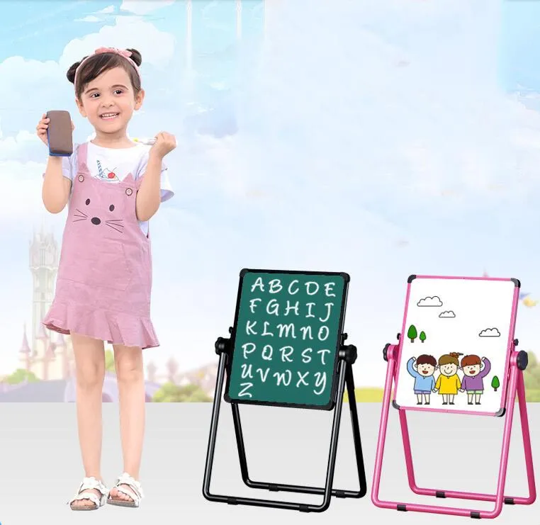Child Double Sides rotation Magnetic Blackboard Whiteboard/ Kids Big Writing And Drawing Board Toys With Eraser/Chalk/Marker
