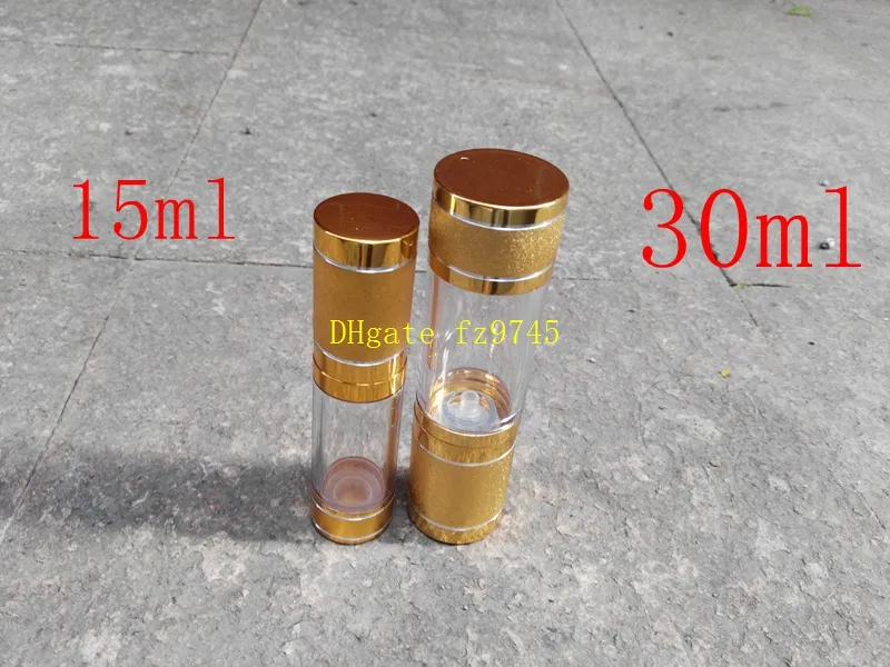 10個/ロット送料無料15ml 30mlの空の噴霧器のエアレス香水びんの詰め替え式ローションの香りの容器の真空金属製のボトル