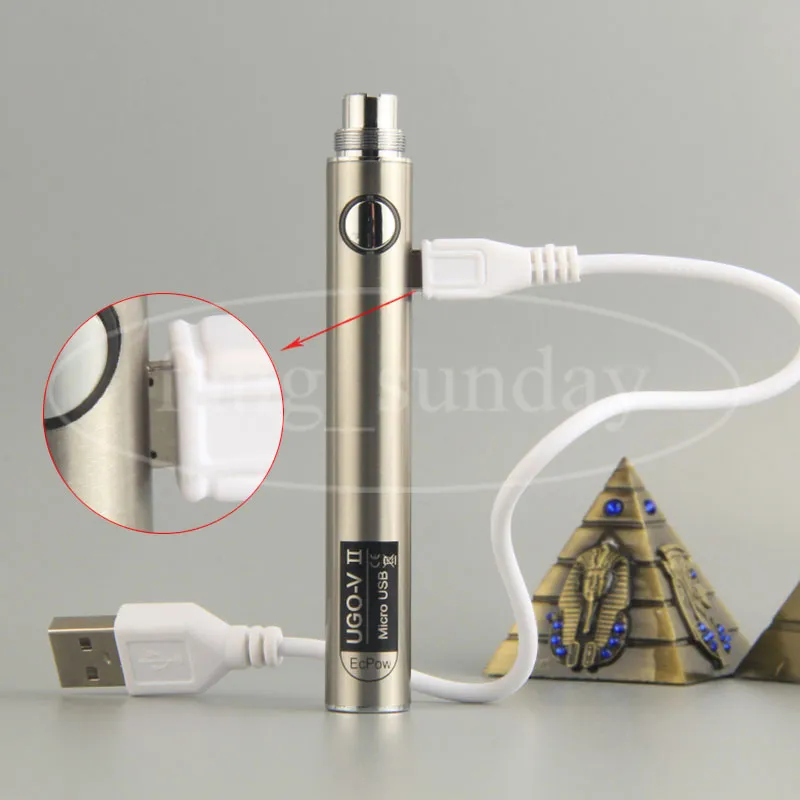 E Cig Vape Pen 510 Thread UGO VII eGo Batteries Micro USB Passthrough with Charger Cables for CE3 Cartridges e cigs Tank