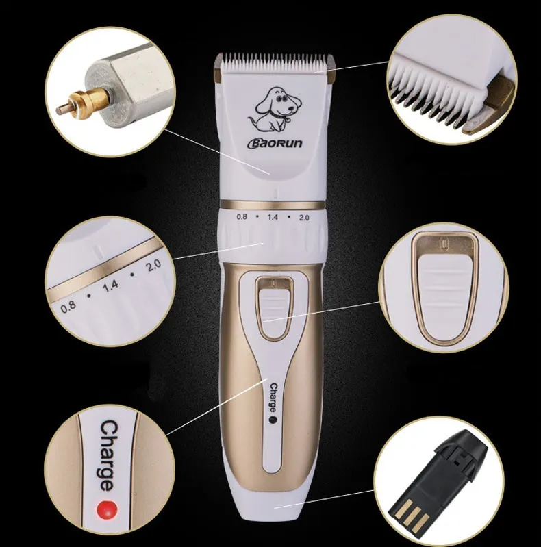 Pet Dog Włosy Trymer Zwierząt Grooming Clippers Kot Cutters Elektryczne Niski Hałas Zwierząt Pet Dog Kot Włosy Razor Grooming Clipper Golarka Trymer