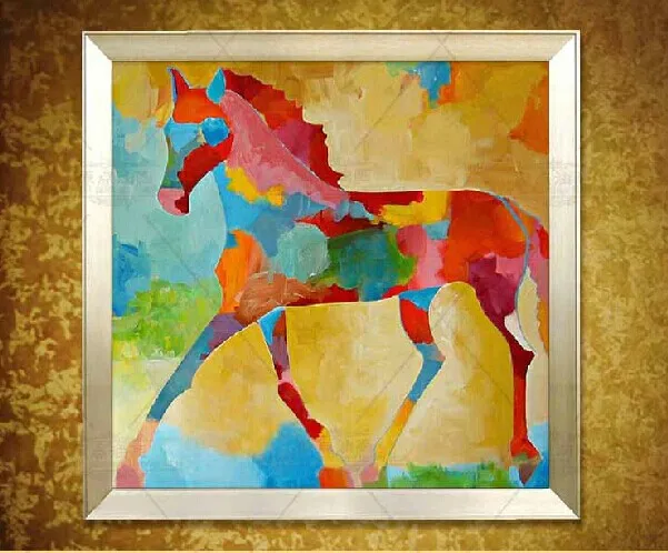 Peint à la main qualité Animal peinture à l'huile sur toile taille carrée cheval image Art pour la maison mur décoration soutien Dropshipping