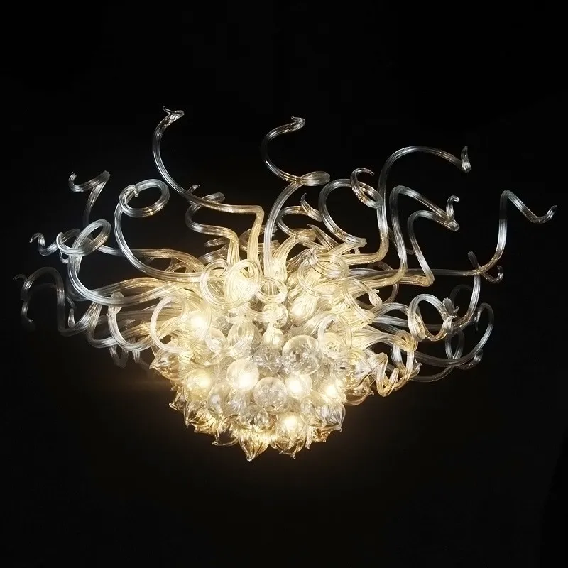 Modern Hängsmycke Ljuskonst Hemlampor Blåst Glas Ljuskronor Lighting Crystal Chandelier Led Light Dining Room Pendant Lampor