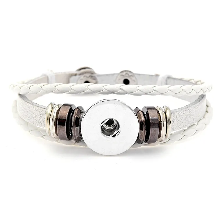 Meerlaagse lederen armband Noosa Chunk 18 mm metalen knooparmband Gember Drukknoop Verklaring Sieraden Groothandel Snap Sieraden Snap Armband