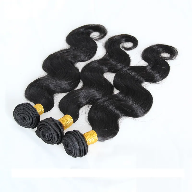 ブラジルのバージンヘアナチュラルブラックカラーバージンヘアー織り3ピースブラジルの体波の人間の髪のよこ糸束