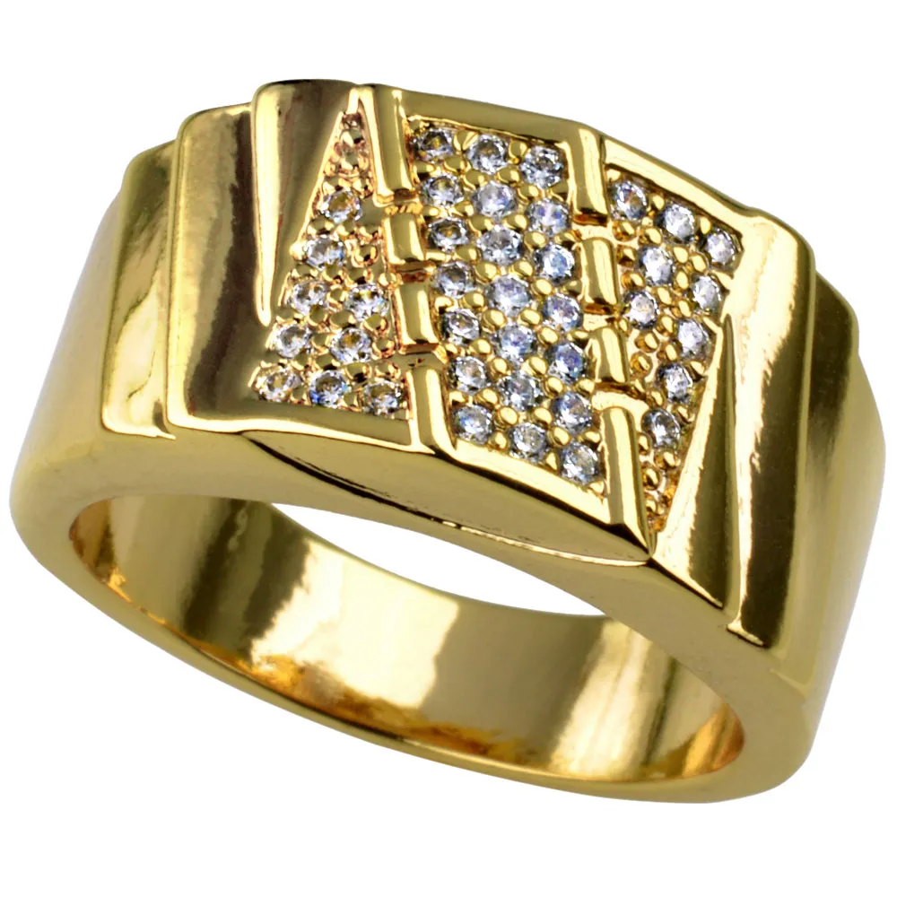 R211- Uomini New fashion 18k Gold Filled Cristalli austriaci Misura 8-15 Anello gioielli