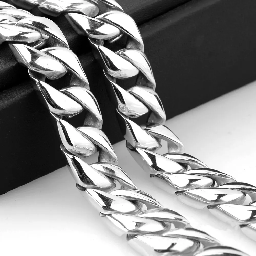 Heavy Cuban Link Chains Necklaces Singer Rocker For Mens Exaggerated Punk Curb Chain High Quality Real 316L Stainless Steel Jewelr281h