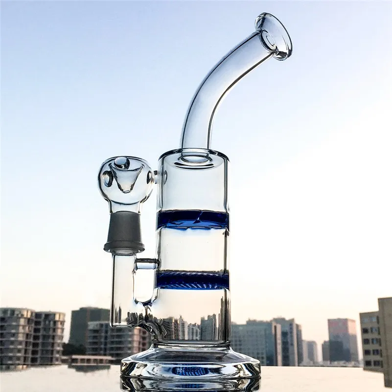 two function glass bong Comb perc bong with 18mm male joint dab rigs Turbine Perc water pipe WP1011