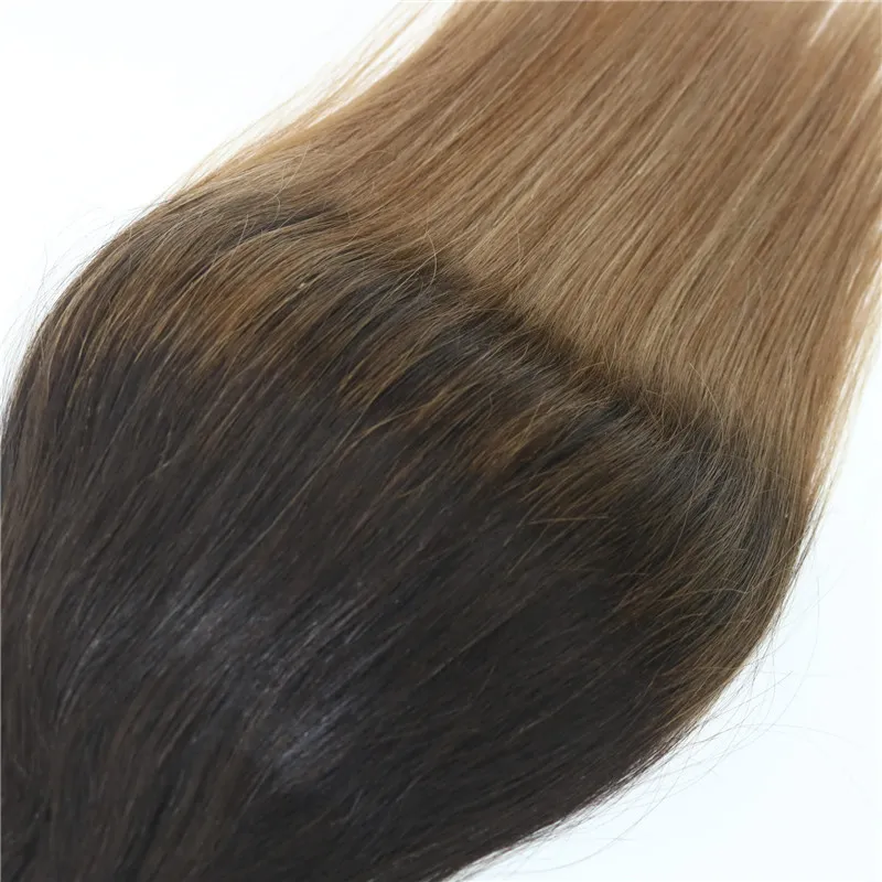 8A 100gram Brazilian Virgin Hair Human Hair Weft Ombre Medium Brown With Ash Blonde Balayage Highlights5490980