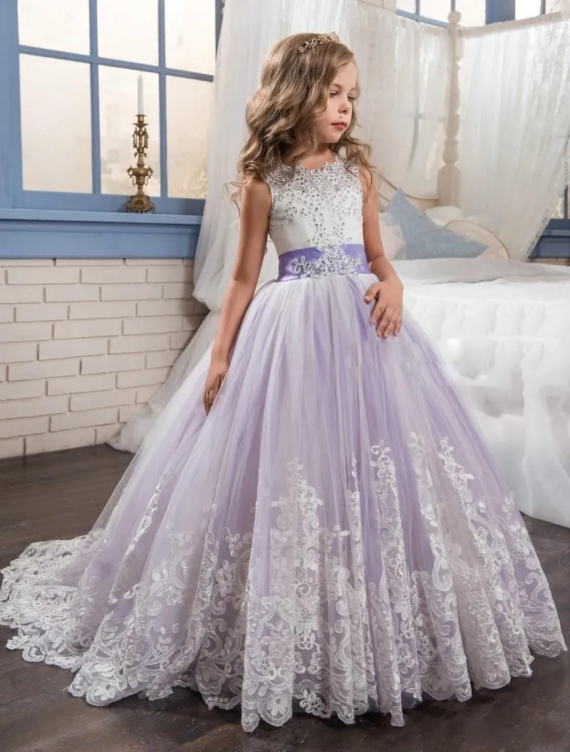 White and lilac hot sale flower girl dresses