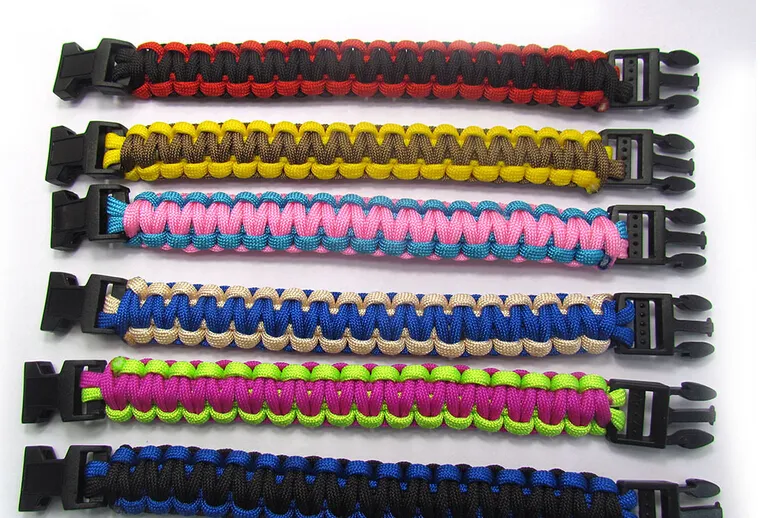 당신이 선택한 새로운 믹스 색상 자기 구조 Paracord 낙하산 코드 팔찌 Survival bracelet 캠핑 여행 키트