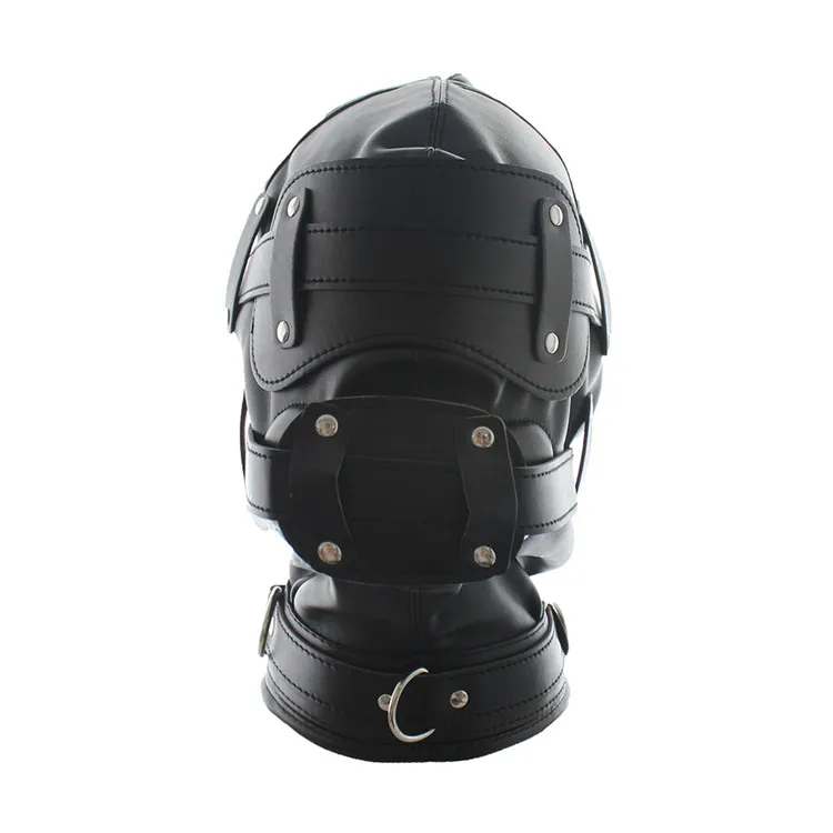 Weiche Leder -Slave -Kopfhaube -Bondage -Ausrüstung Fetisch Maske Abnehmbares Dildo Mund Knebel Brille Fetisch Fantasy BDSM Sex Toys für Paare 3652676