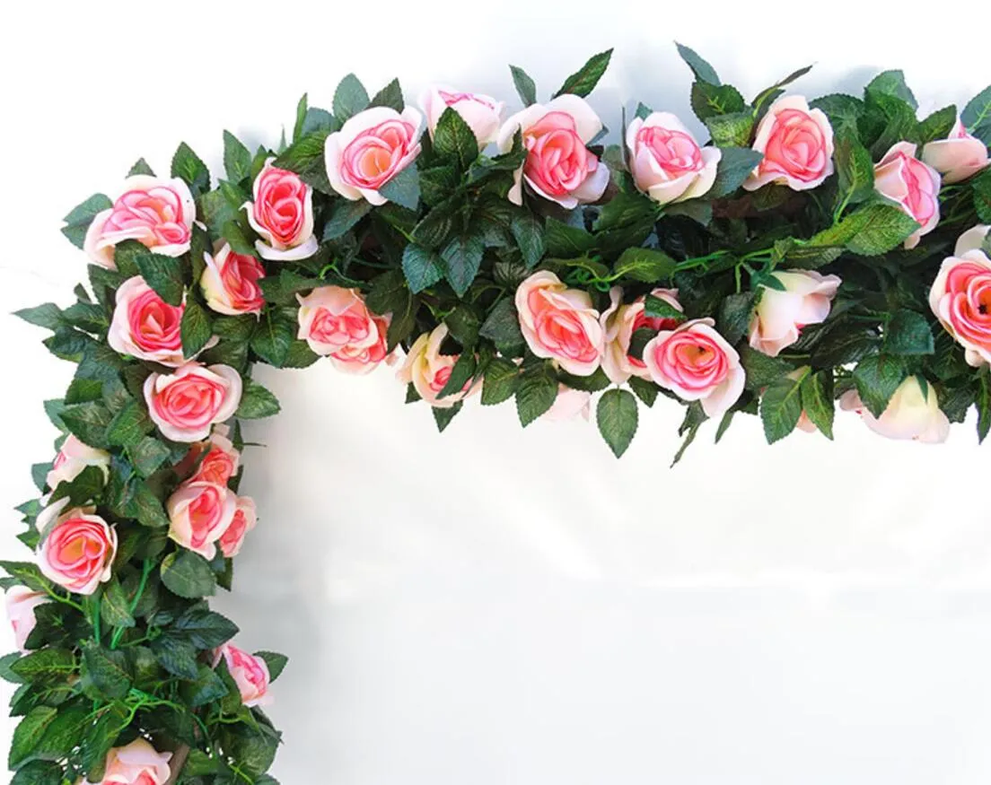 Artificial Rose Flor Folha Guirlanda Hera Para Planta Parede Casamento Festa de Casamento Em Casa Escritório Bar Decorativo
