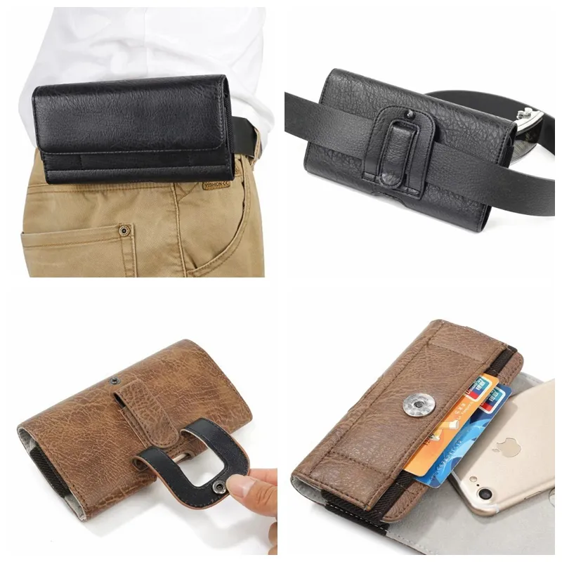 For Samsung Galaxy S23 S22 Note 20 10 S21 S20 Iphone 15 14 13 12 12 11 Pro XS MAX X XR 8 Hip Horizontal Holster Universal Leather Stone Grain universal Clip Belt Pouch