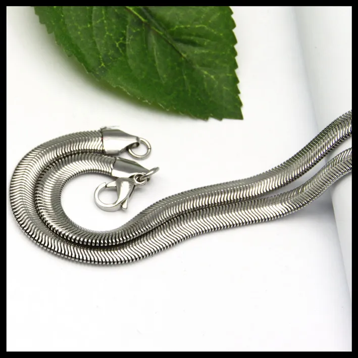 Хорошие подарки для друзей из нержавеющей стали мода плоский змея цепи женщины мужчины ожерелье серебряный тон 5 мм 21.6 