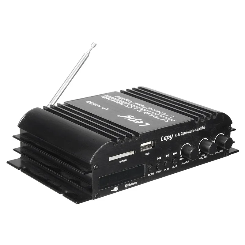 Freeshipping 2 x 40W 2.1-Channel Amplifier Support USB Bluetooth with 12V Power Adapter for Home Car Motocycle Boat Bus