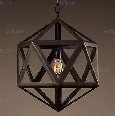 التصميم الحديث خمر قلادة مصباح STEEL POLYHEDRON PENDANT Loft أضواء أمريكا نمط البلد ثريات الإضاءة الحديد