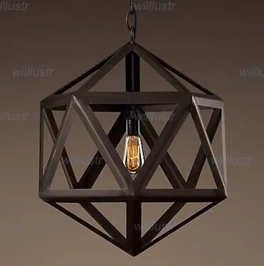 Modern Design Vintage Pendant Lamp Stål Polyhedron Pendant Loft Lights America Country Style Lighting Iron Candelers