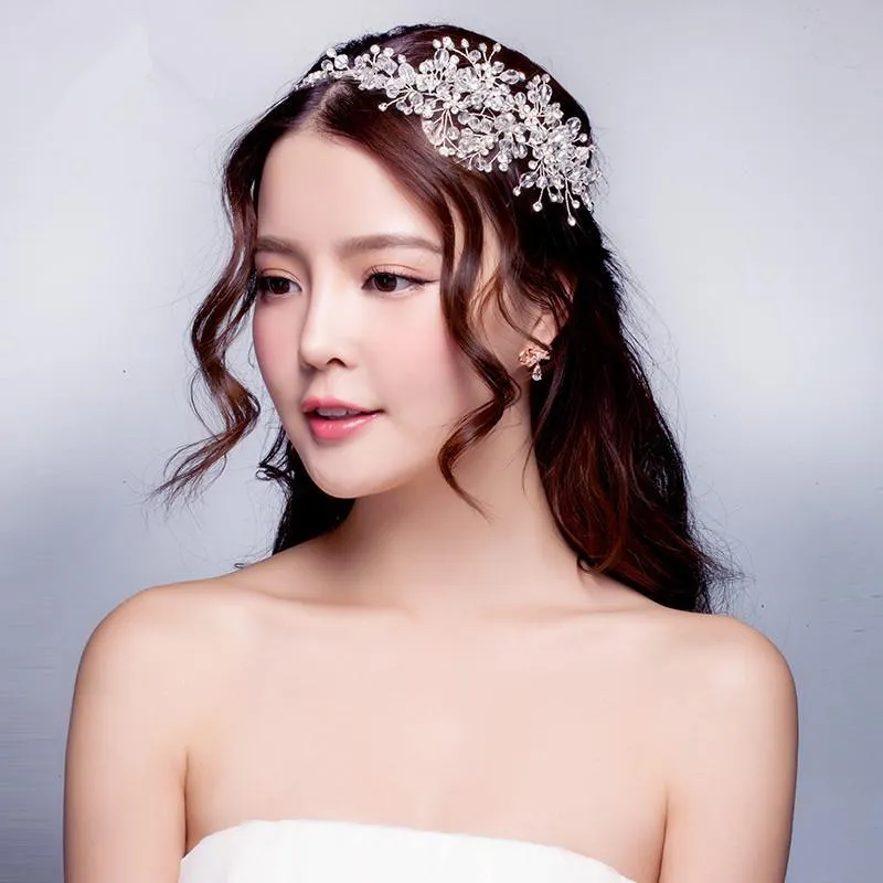 2019 vestidos de casamento acessórios para o cabelo coreia brilhante véu de cristal nupcial pérolas falsas tiara coroa acessórios para cabelo para part9693307