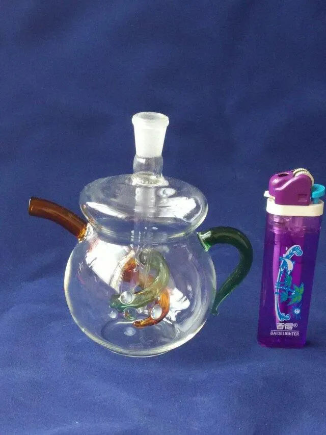 Accessori bong in vetro narghilè a forma di teiera, Tubi in vetro bruciatori a nafta unici Tubi l'acqua Tubi olio in vetro Fumo con contagocce