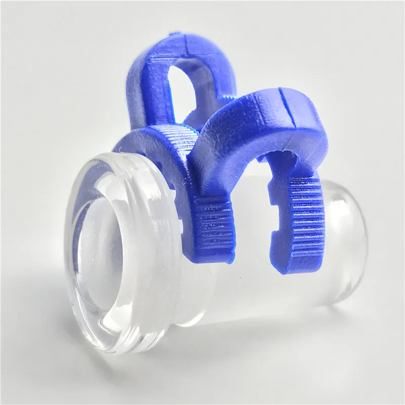 10mm 14mm 18mm adaptateur en verre avec clip keck en plastique bleu blanc mini tuyaux d'eau en verre courts épais pour fumer