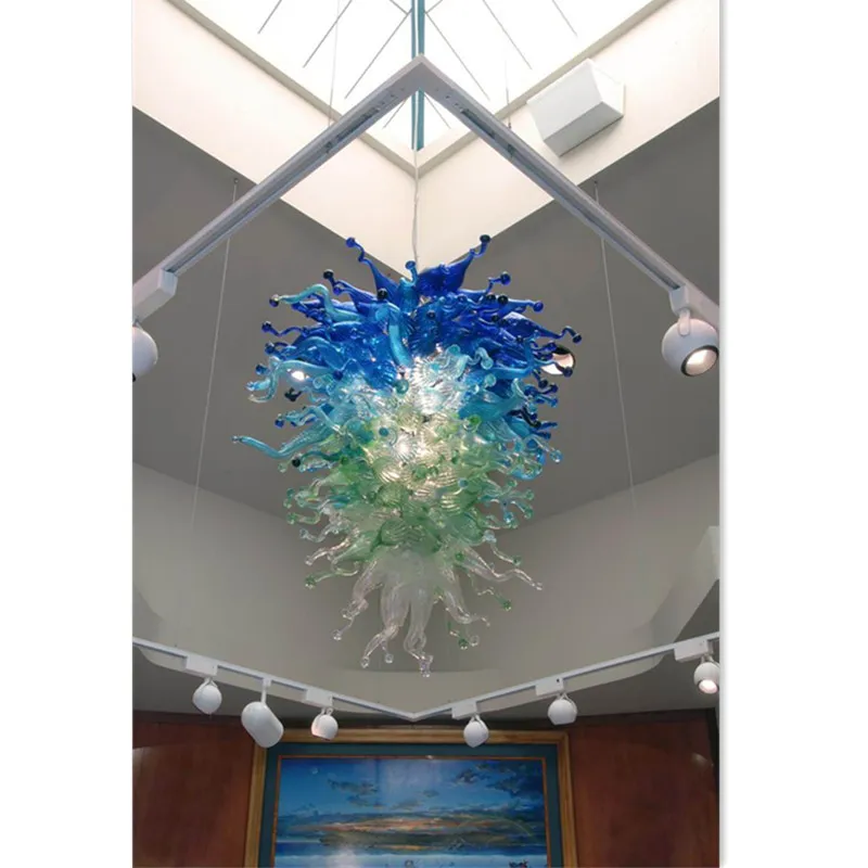 Murano Glass Blown Chandelier Lightings Shade Color Hanging Lamp Design Large Foyer Restaurant Lights - Girban Brand