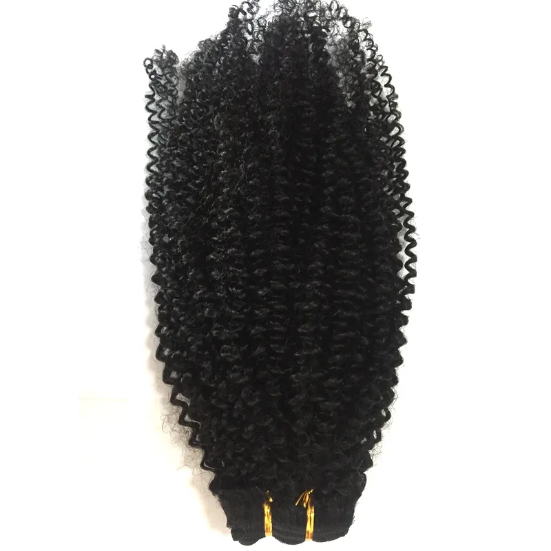 Grampo de cabelo virgem brasileiro em extensões de cabelo encaracolado Cor Nautral Clip-in Full Head 100g kinky curly clipe em extensões de cabelo encaracolado