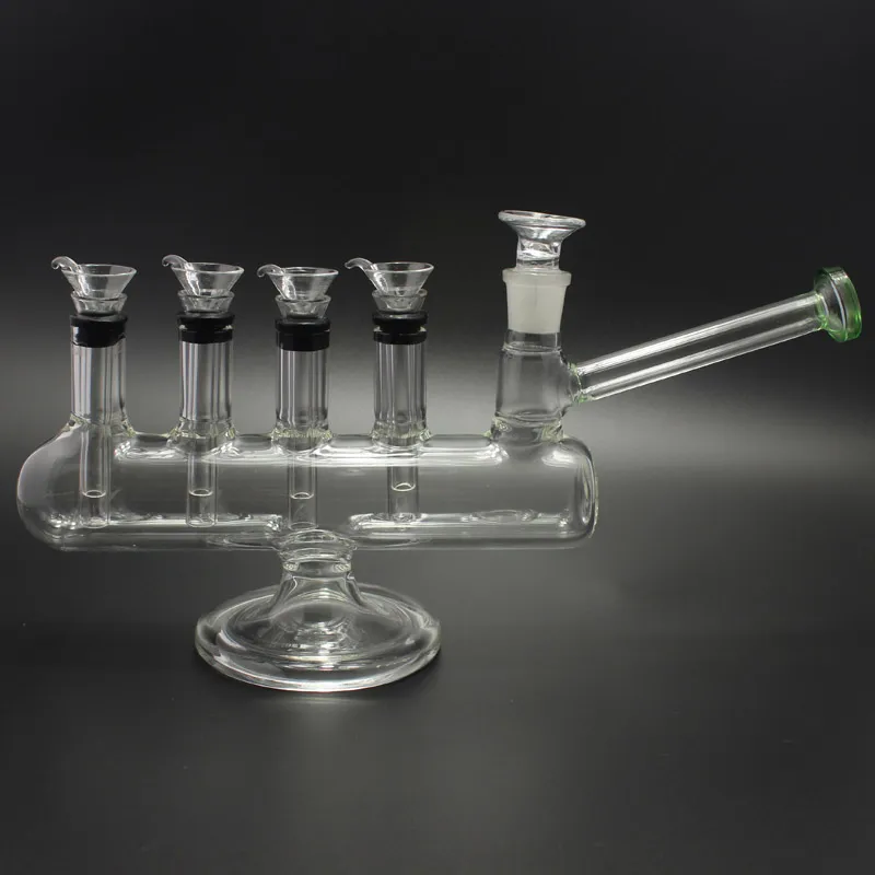 Mini Menorah Glass Water Pipes With Four Glass Downstem Sliders Holiday Glass Bong With Enormous