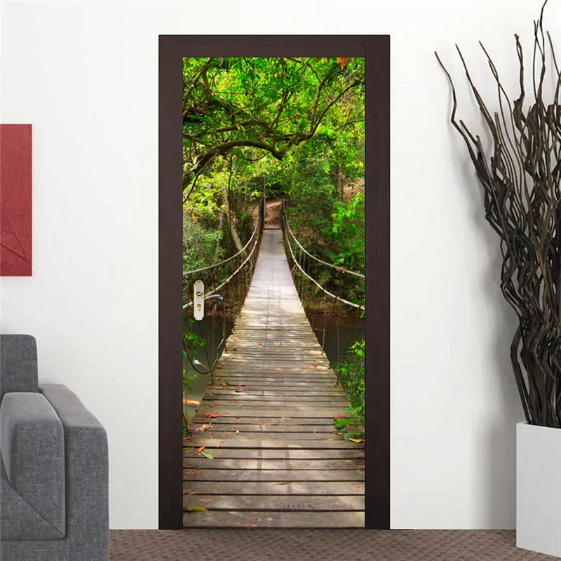 77 * 200 cm creative 3D suspensão ponte adesivos de parede DIY mural quarto vinil porta Removível poster home decor