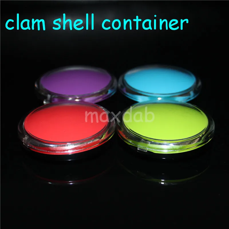 Test d'échantillon 6 Ml Clam Shell Forme Silicone Conteneur Bocaux Dab Box Réutilisable Pour Concentré De Cire Ego Cigarette Électronique Multi Couleur