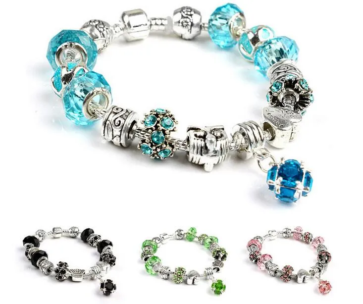 Hot sell beautiful crystal beaded bracelet jewelry length 18cm fashion accessories don't fade the plating layer